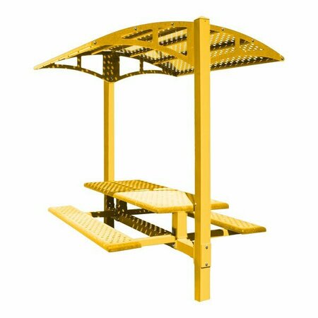 PARIS SITE FURNISHINGS Yellow PSF picn. table with canopy, weave perforations. 969DPS6PSSBDY
